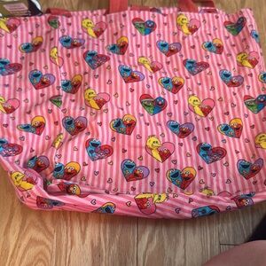 Viral Sesame Street Pink Heart Pattern Shoulder Bag